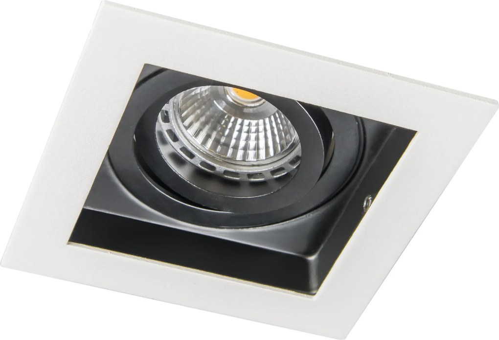 Set di 6 faretti da incasso moderni bianchi con nero regolabili - Carree