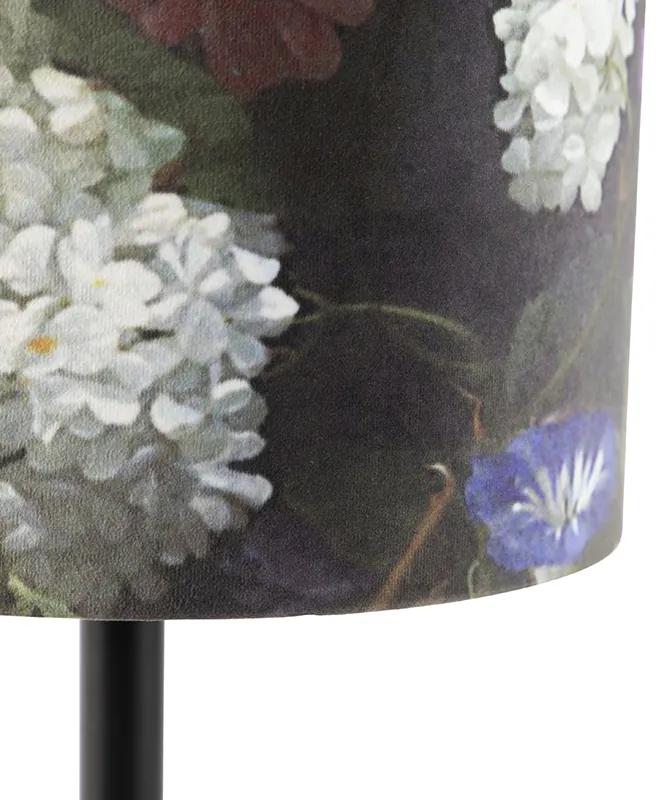 Lampada da tavolo romantica nera paralume fiore 25cm - SIMPLO