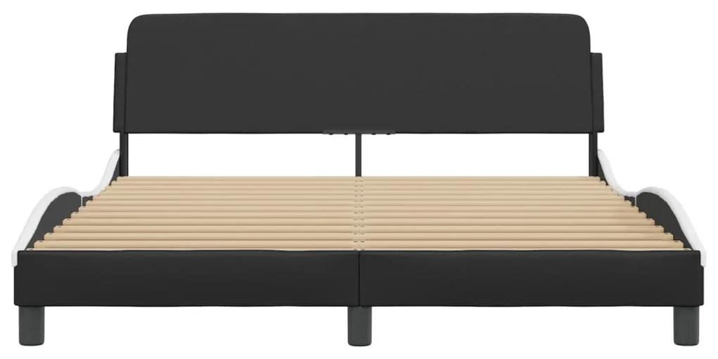 Giroletto con testiera nero e bianco 160x200 cm in similpelle