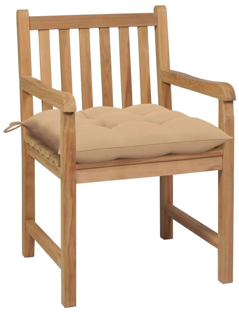 Sedie da giardino 2 pz con cuscini beige massello di teak