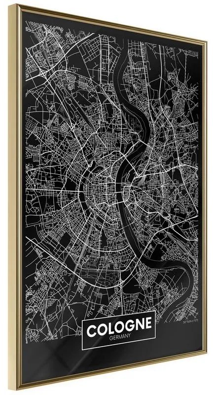 Poster  City Map: Cologne (Dark)  Cornice Quadri Cornice d'oro, Larghezza x Altezza Home decor 30x45