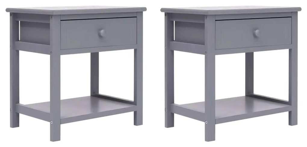 Comodini 2pz Grigi 40x29x42 Cm İn Legno Di Paulonia /