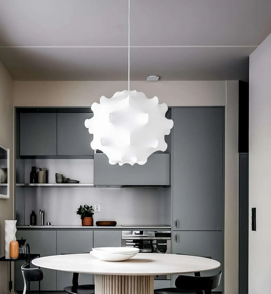 Flos Taraxacum 1 Lampada 68 cm a Sospensione a luce diffusa in acciaio e resina Cocoon Bianco