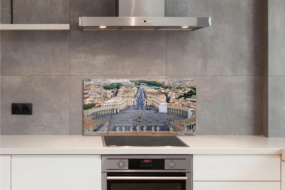 Pannello paraschizzi cucina Panorama di Piazza del Vaticano di Roma 100x50 cm
