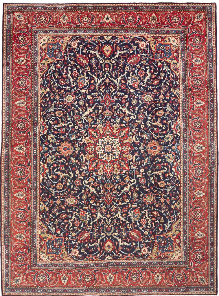 Mahal Tappeto persiano 360x270 Blu (Iran) Annodato A Mano