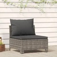 Divano Centrale da Giardino con Cuscino in Polyrattan Grigio 362694