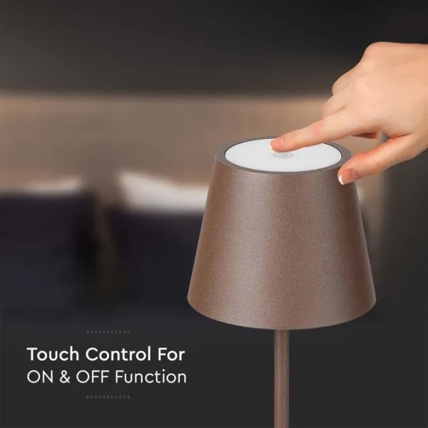 LED Lampada da terra ricaricabile e dimmerabile 3in1 LED/4W/5V 4400 mAh 3000K IP54 marrone