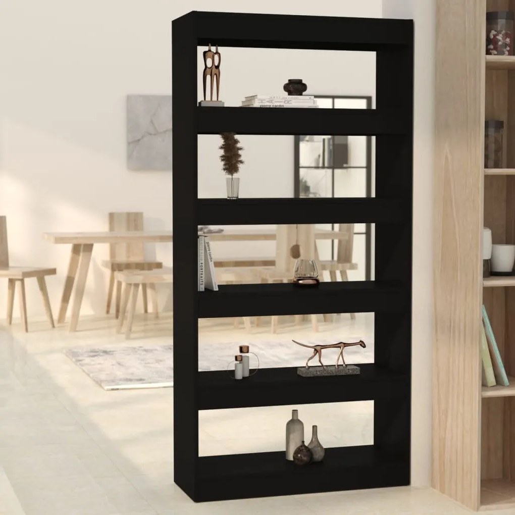 Libreria/divisorio nero 80x30x166 cm in truciolato