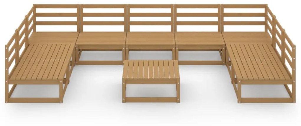 Set Divani da Giardino 10 pz in Legno Massello di Pino