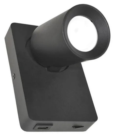 Faretto da parete TAFT 1xGU10/30W/230V USB nero