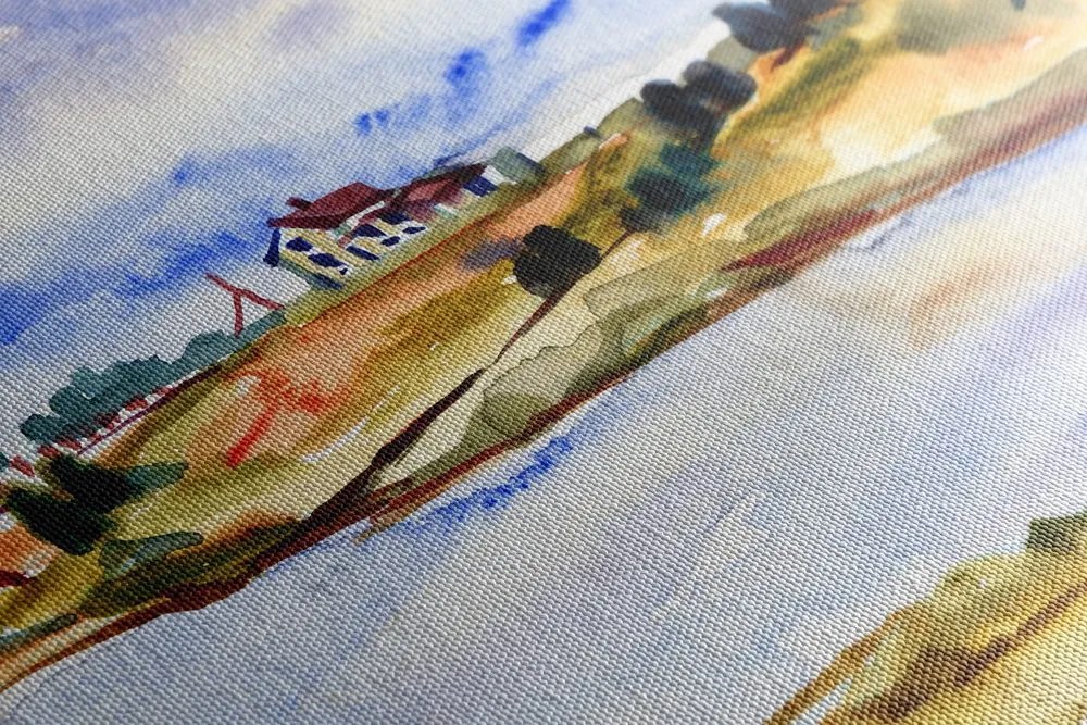 Quadro su tela – Villaggio acquerellato