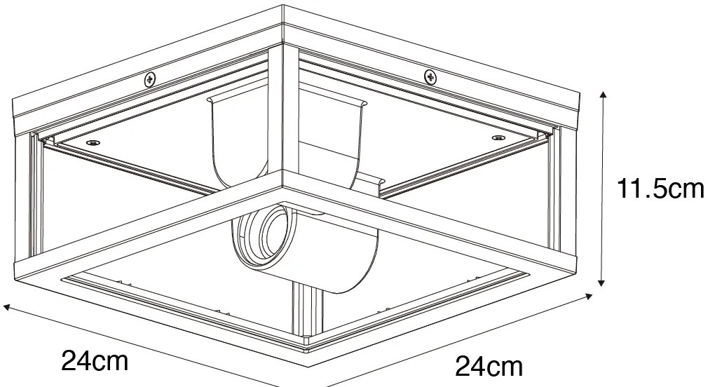 Plafoniera nera con vetro fumé 2 luci IP44 - Charlois