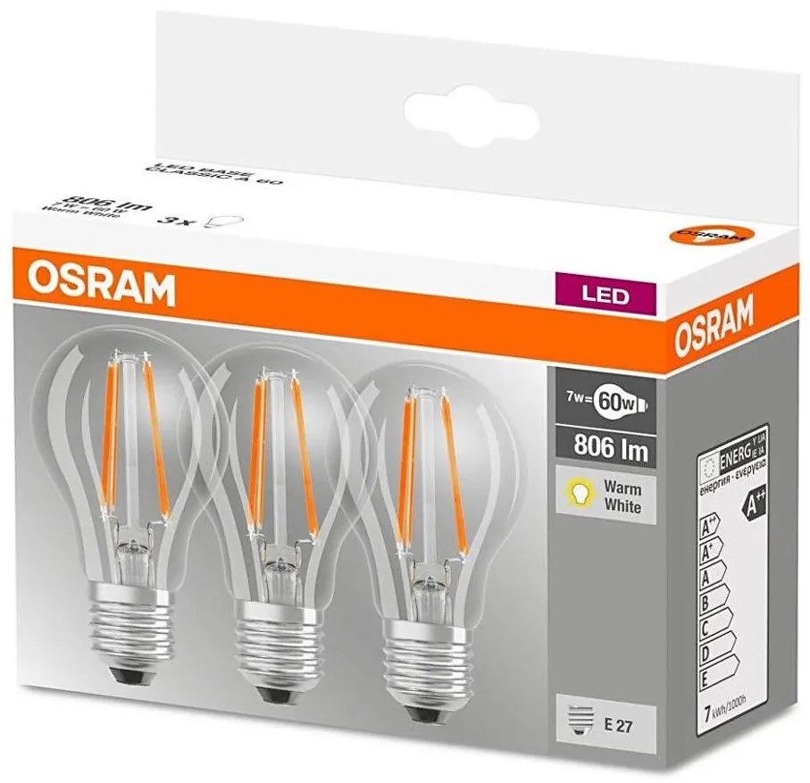 KIT 3x Lampadine a LED VINTAGE E27/7W/230V 2700K - Osram