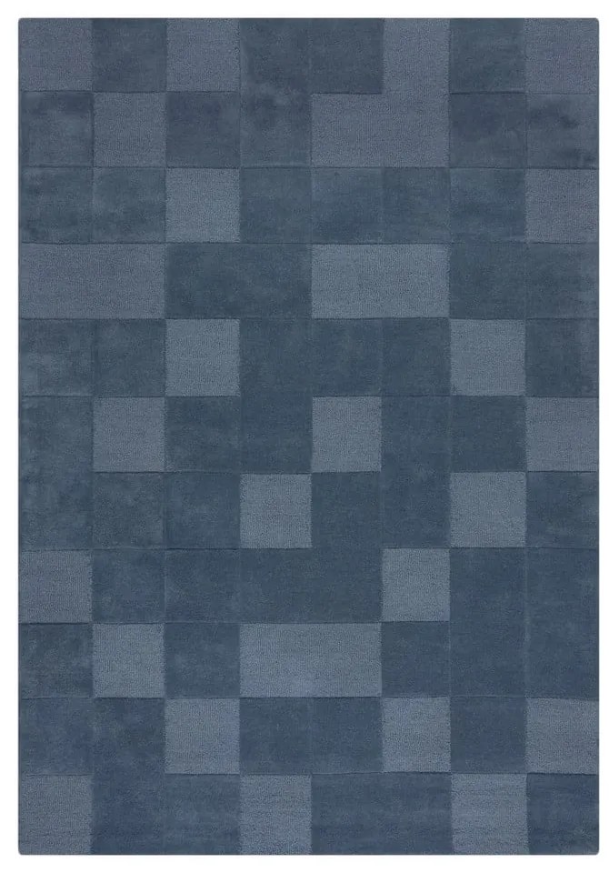 Tappeto in lana blu scuro tessuto a mano 200x290 cm Checkerboard - Flair Rugs