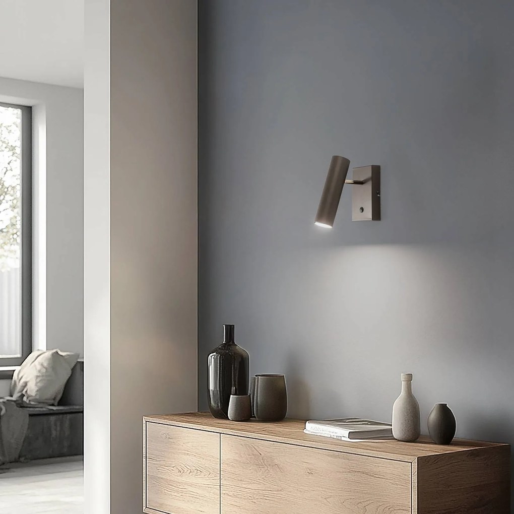 Luminex Applique Axion, a 1 luce, color titanio, acciaio