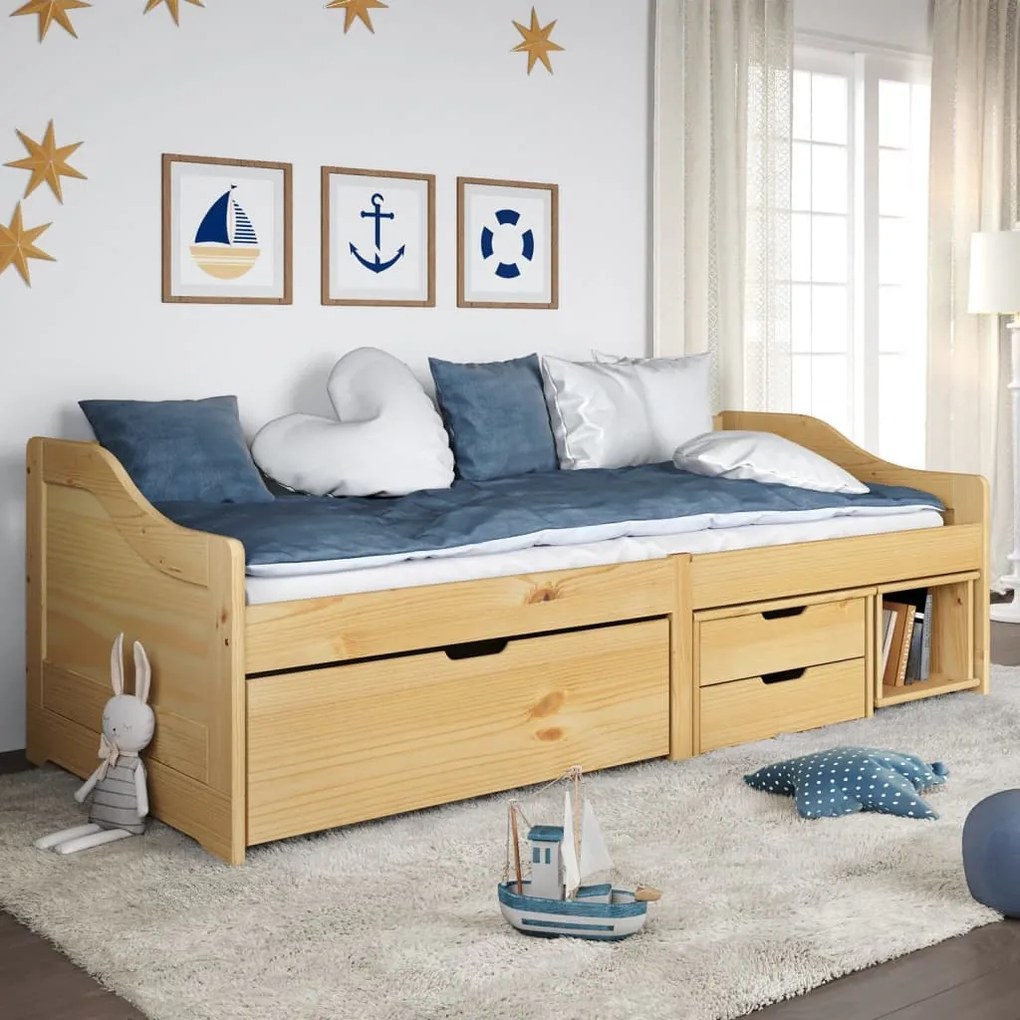 Dormeuse 3 Cassetti 90x200 Cm Legno Massello Pino Irun /