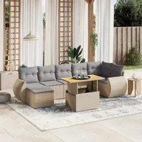 Set Divano da Giardino 8 pz con Cuscini Beige in Polyrattan 3272305