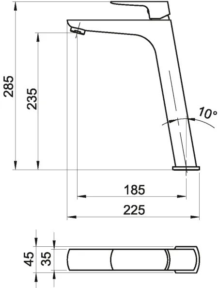 Novaservis - Rubinetto del lavandino NOBLESS EGO 28,5 cm cromo lucido