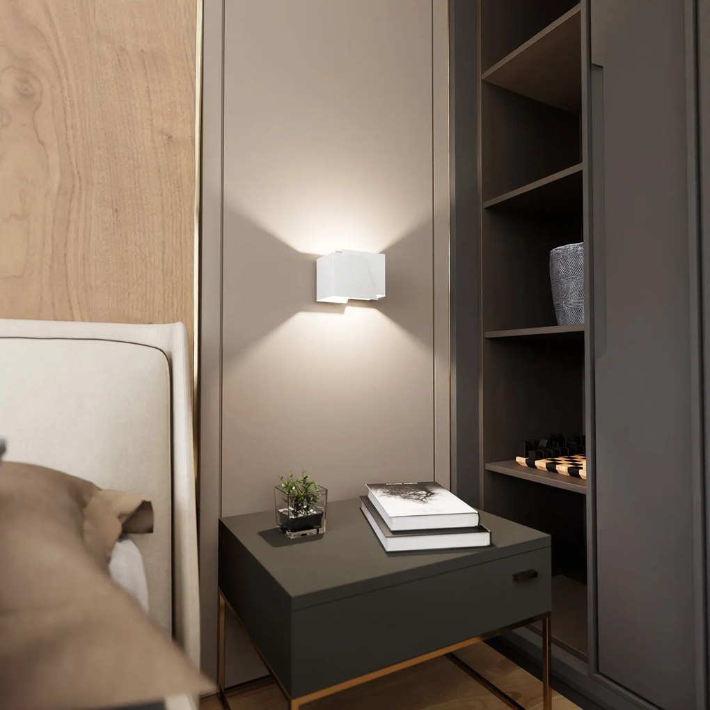 Applique Moderna 1 Luce Bjorn A Forma Geometrica In Acciaio Bianco