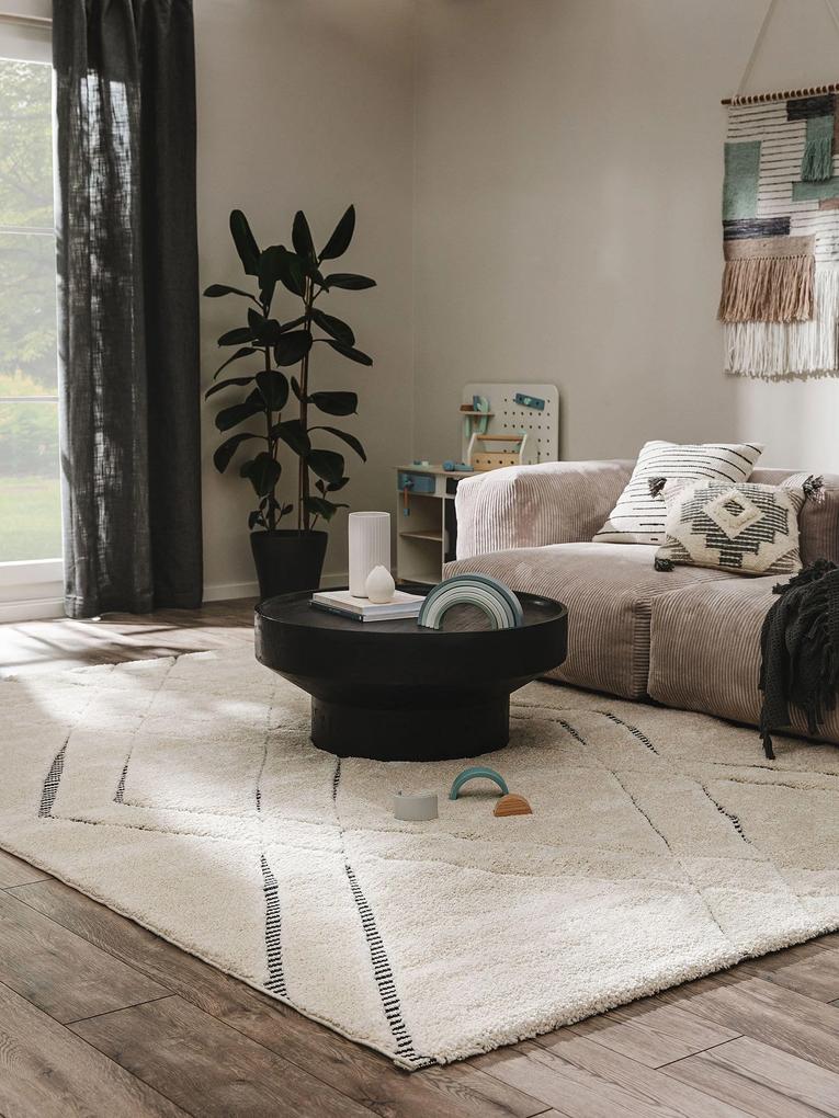 benuta Nest Tappeto a pelo lungo Aimee Crema/Antracite 140x200 cm - Tappeto design moderno soggiorno