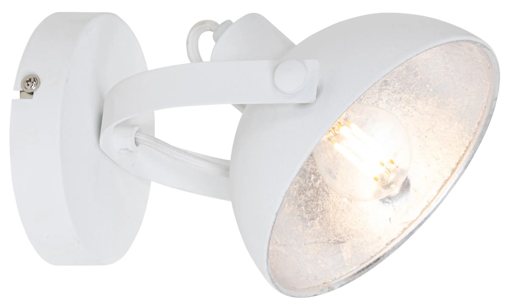 Plafoniera industriale bianca con argento 15 cm regolabile - Magnax