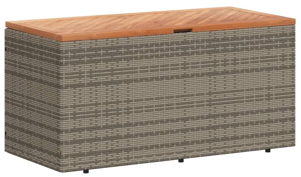 Contenitore giardino grigio 110x50x54cm polyrattan legno acacia