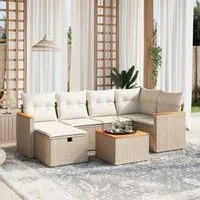 Set Divani da Giardino 7 pz con Cuscini Beige in Polyrattan 3265307