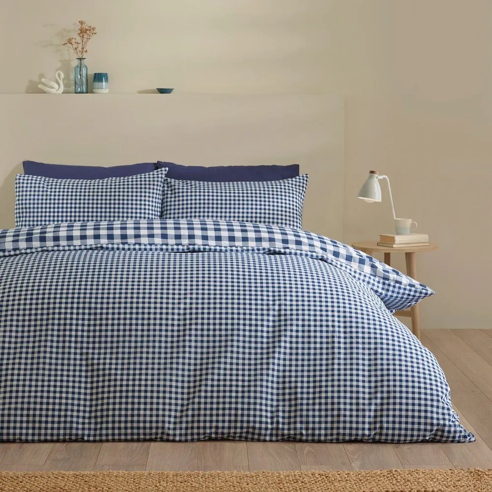 Set copripiumino e federa blu scuro per letto singolo 135x200 cm Bamford Gingham Check – Catherine Lansfield