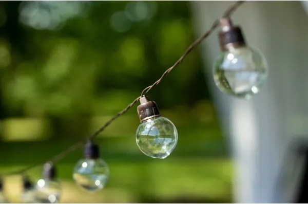 Catena decorativa solare 20 LED, 8 modalità, batteria 500 mAh, 7,6 m, IP67, bianco caldo