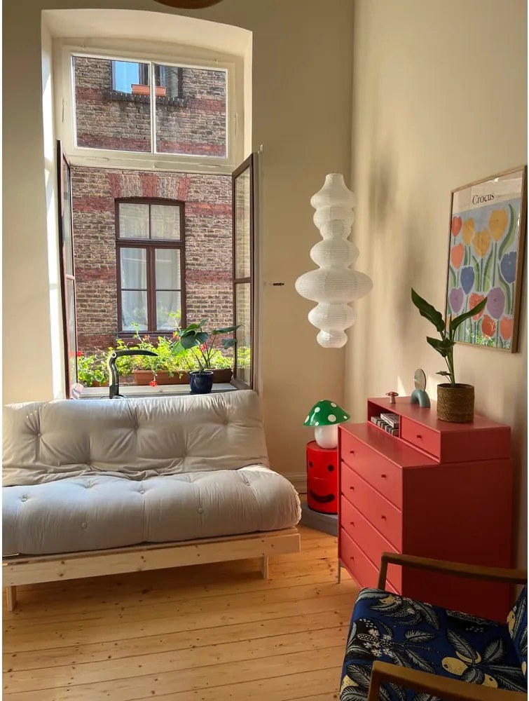 Divano greige allungabile con rivestimento in lino 160 cm Roots Carob – Karup Design