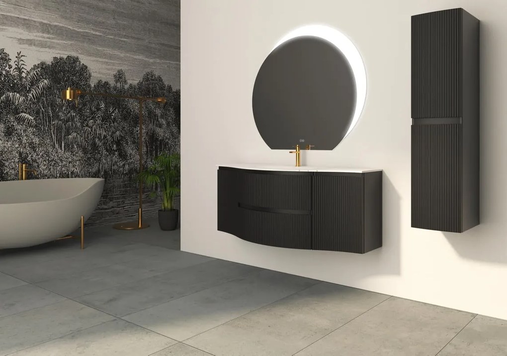 Mobile da bagno sospeso sotto lavabo L 69 x H 55 x P 52 cm nero laccato opaco, 2 cassetti BADEN HAUS VAGUE