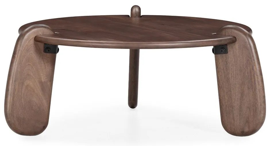 Tavolino da salotto rotondo marrone scuro in mango massiccio ø 80 cm Tamira – MOME