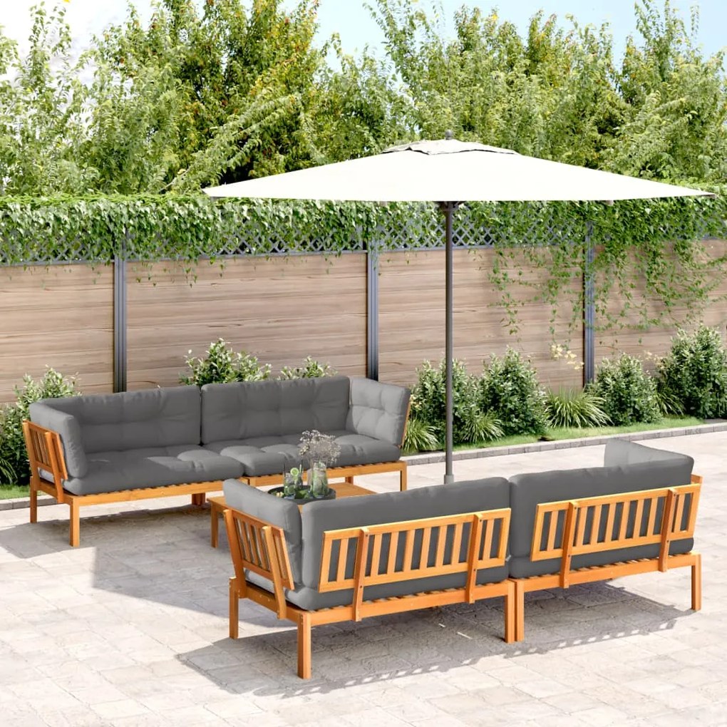 Set divano pallet giardino 5pz con cuscini massello acacia