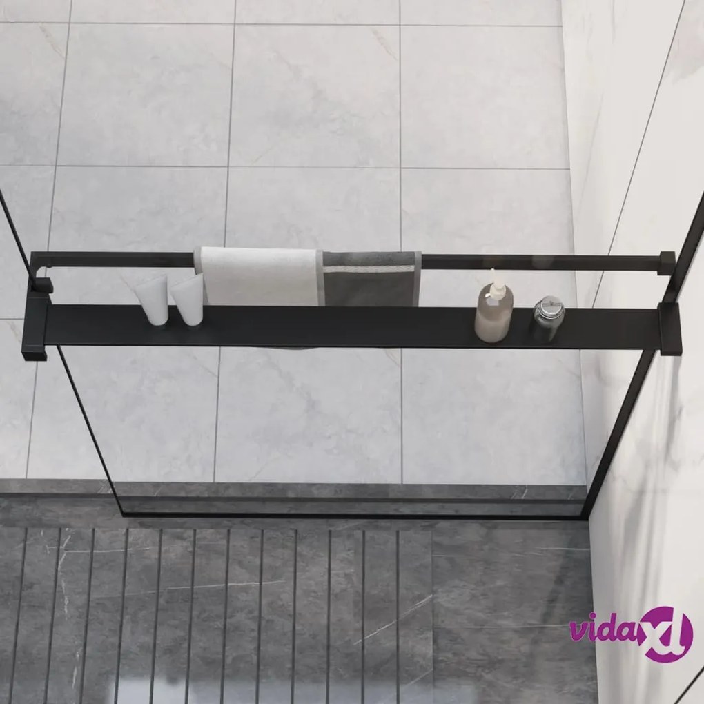 vidaXL Mensola Doccia a Parete per Doccia Walk-in Nera 80 cm Alluminio