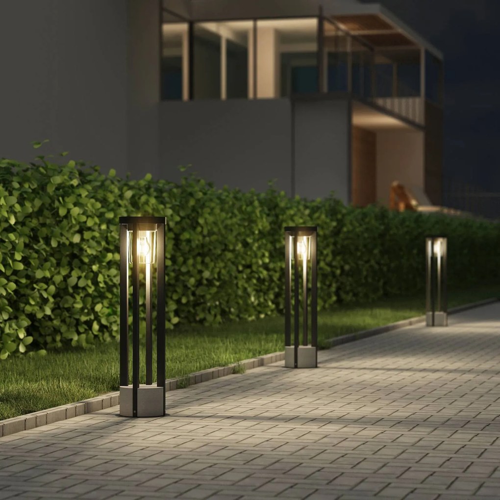 Lampioncino da giardino Overa Lucande, dimmerabile, Alluminio / Grigio / Zincato, Alluminio, Moderno, Lampada da esterni