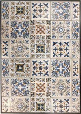 Set Da Pranzo Tavolo Maioliche Rettangolare 120x80 Con 4 Sedie Pieghevoli Cipro