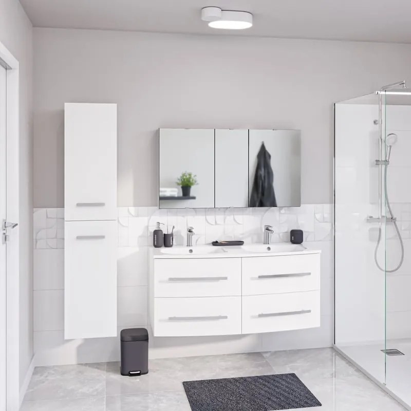 Mobile da bagno sospeso sotto lavabo L 121 x H 53.7 x P 47 cm bianco laccato opaco, 4 cassetti SENSEA Perla