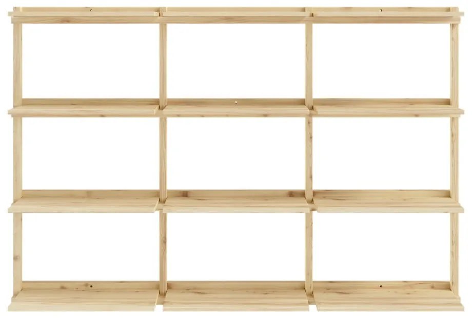 Libreria da parete di colore naturale in pino massiccio 192x127 cm Groove – Karup Design