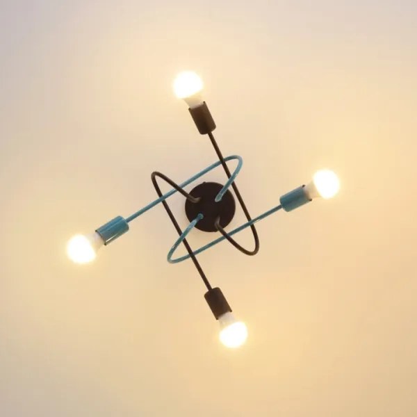 Lampadario a plafone OXFORD 4xE27/15W/230V nero/turchese