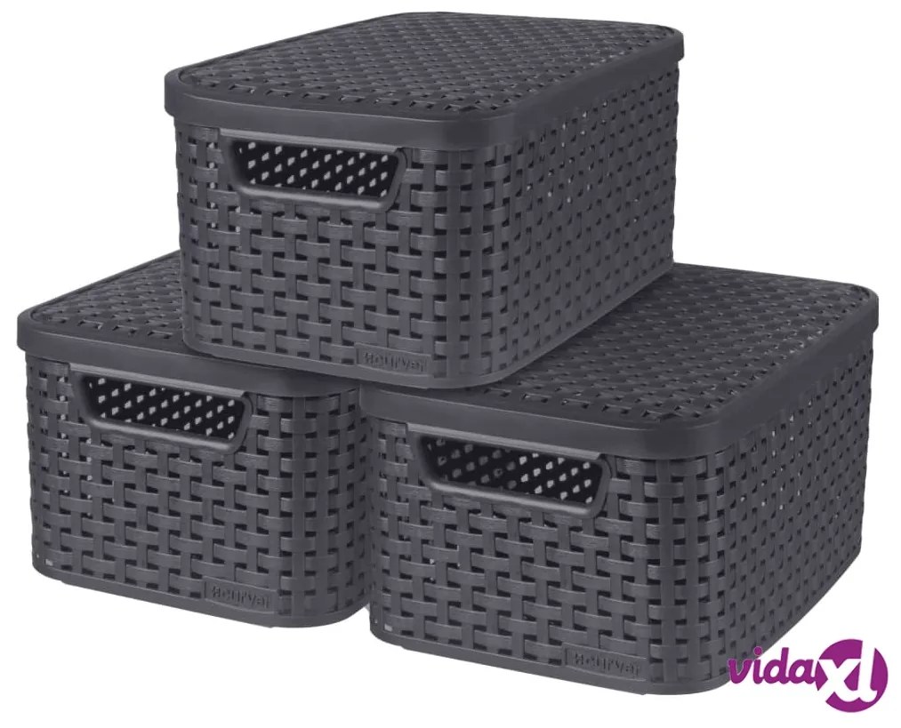 Curver Scatole con Coperchio Style 3 pz Misura S 6L Antracite