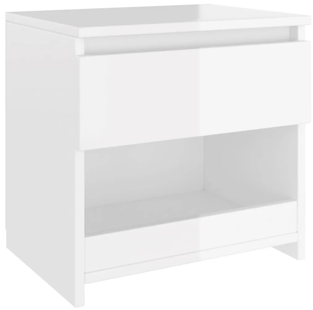 Comodini 2pz bianco lucido 40x30x39 cm in legno multistrato