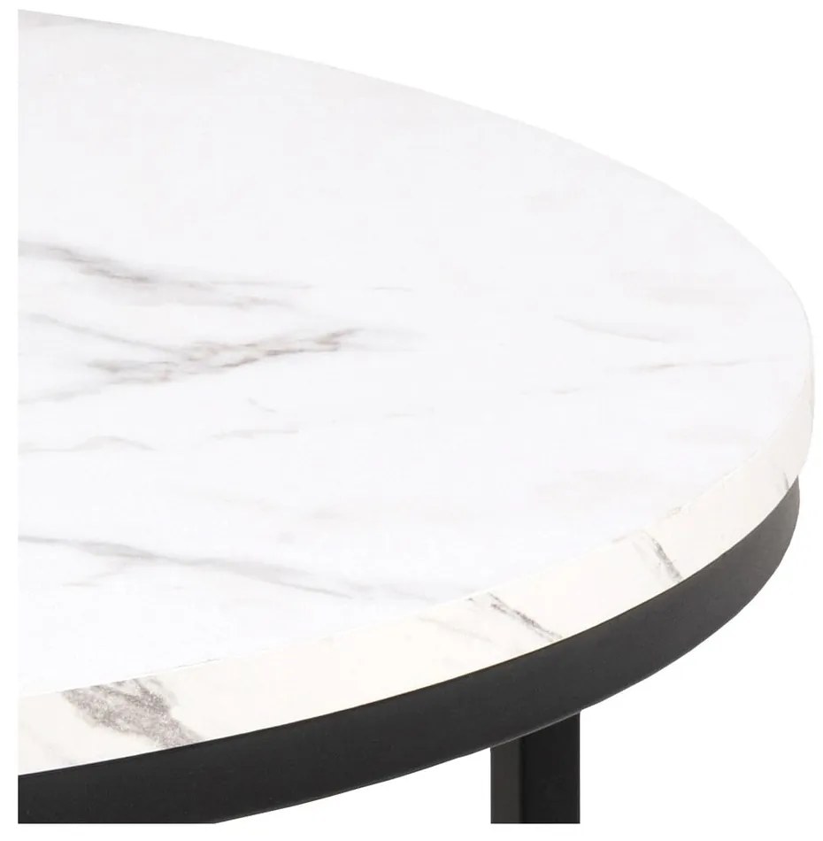 Tavolino rotondo bianco con piano effetto marmo ø 80 cm Spiro - Actona