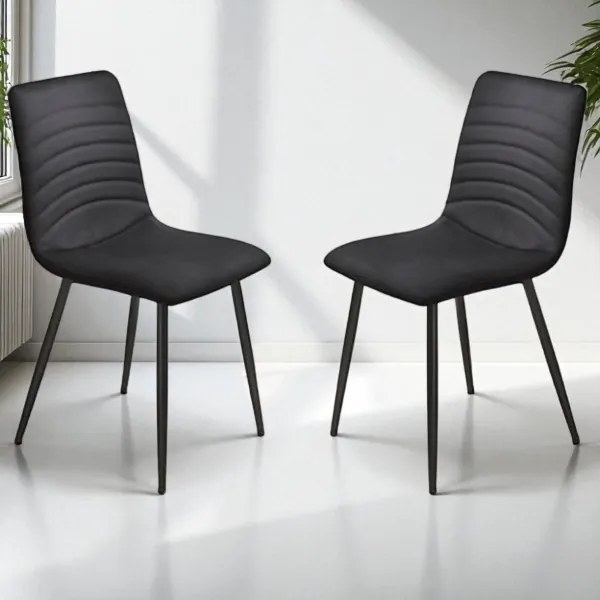 Sedia imbottita in tessuto cannettato Blu Notte CANNETO 2 sedie