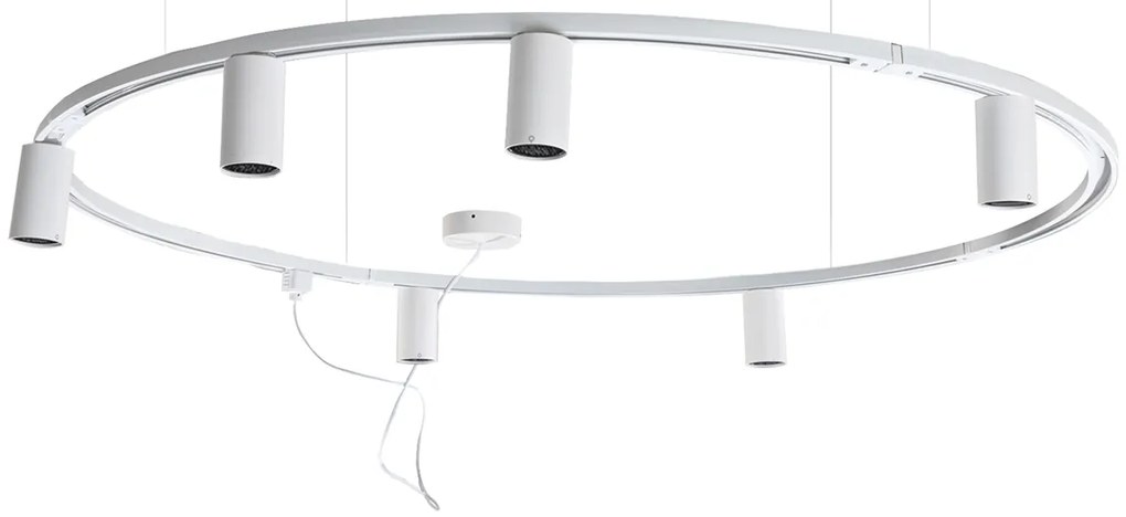 Sistema di illuminazione a binario sospeso moderno con 6 faretti bianchi monofase GU10 50 mm - Iconic Ruby Honey