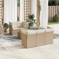 Set Divano da Giardino 6 pz con Cuscini Beige in Polyrattan 3217248