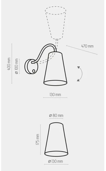 Lampada da parete WIRE 1xE27/15W/230V nero/oro