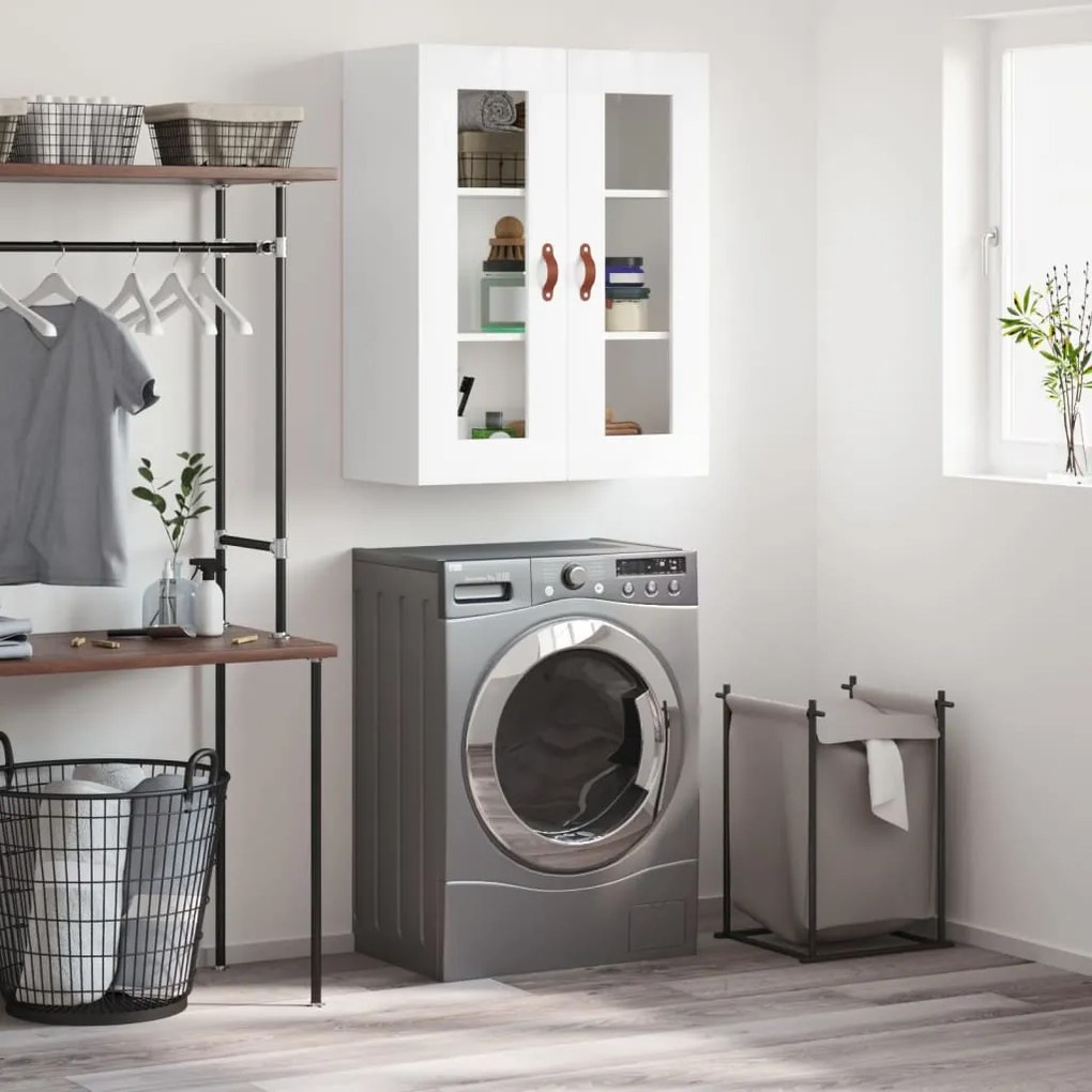 Mobile A Parete Bianco Lucido 69,5x34x90 Cm /