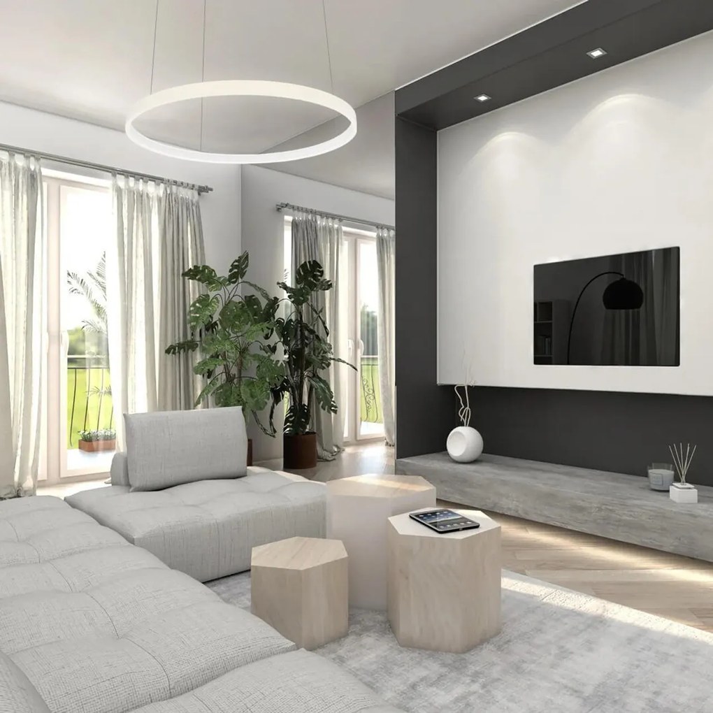 Lampadario Circolare a Sospensione Ø120cm - Bianco