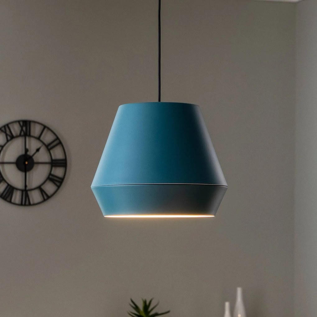 Lucande Mynoria Lampada a sospensione LED, blu, alluminio, Ø 35 cm