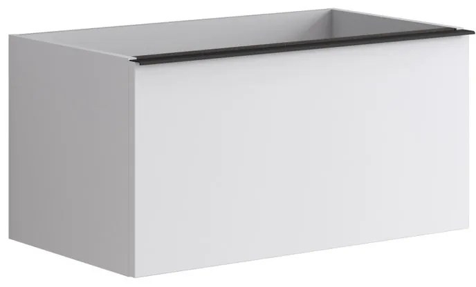Mobile da bagno sotto lavabo Pixel plain bianco laccato opaco L 80 x H 40 x P 45.5 cm 1 cassetto, lavabo non incluso